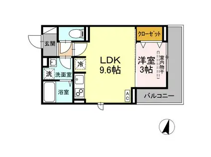 メラヴィリア昭和町(1LDK/2階)の間取り写真