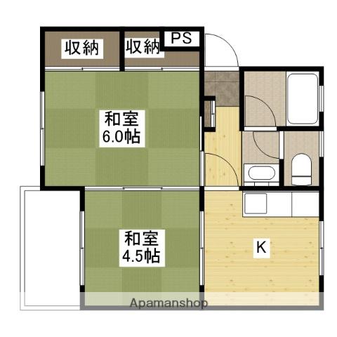 コンフォート瀬戸(2K/1階)の間取り写真