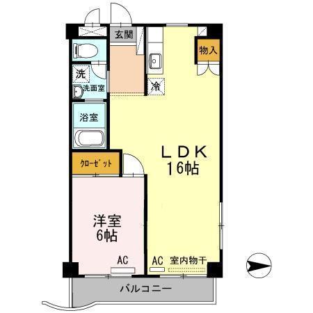 ローゼ宮尾(1LDK/4階)の間取り写真