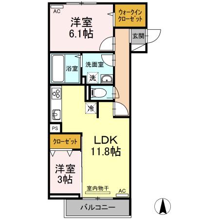 GTR手城(2LDK/3階)の間取り写真