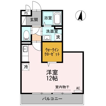 シャルルⅠ(ワンルーム/2階)の間取り写真