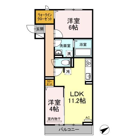 ジェルメⅡ(2LDK/3階)の間取り写真