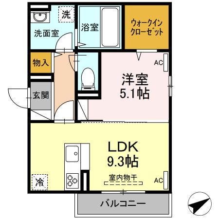 D-RESIDENCE沖野上(1LDK/2階)の間取り写真