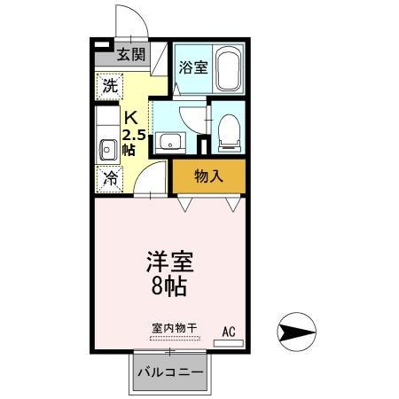 セジュール桜馬場(1K/1階)の間取り写真