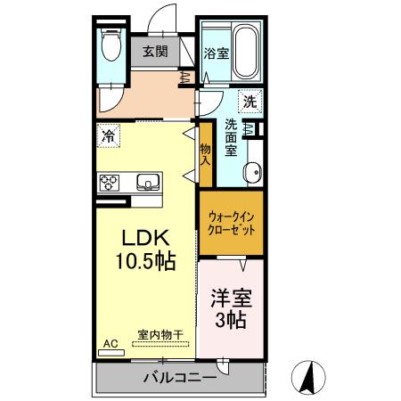 メゾン・ド・キャトルⅤ(1LDK/3階)の間取り写真