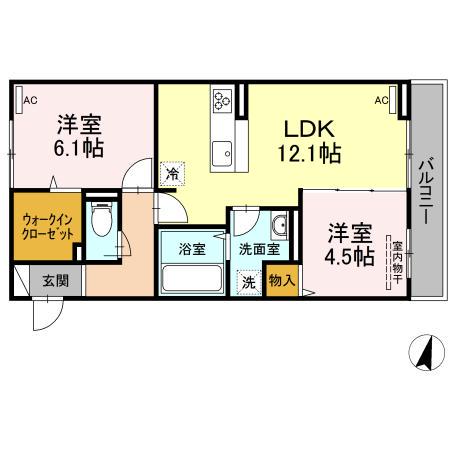 ブレインゾーンⅢ(2LDK/3階)の間取り写真