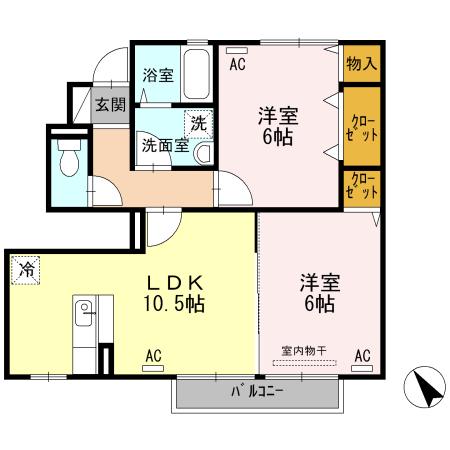 マノワール北美台(2LDK/1階)の間取り写真