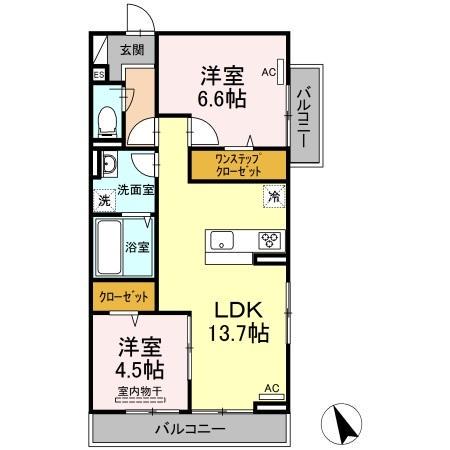 ソレアード東川口(2LDK/2階)の間取り写真