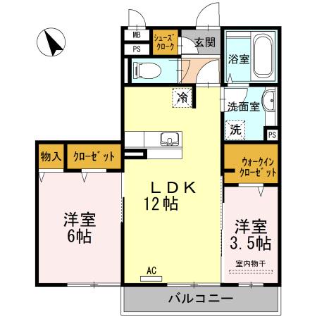 グラン アーク(2LDK/3階)の間取り写真