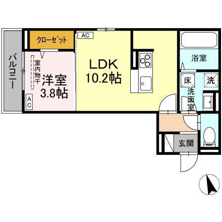 D-RESIDENCE曙町一丁目(1LDK/1階)の間取り写真