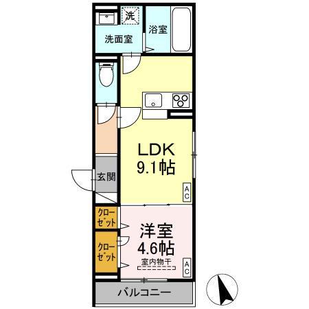 D-RESIDENCE曙町一丁目(1LDK/2階)の間取り写真