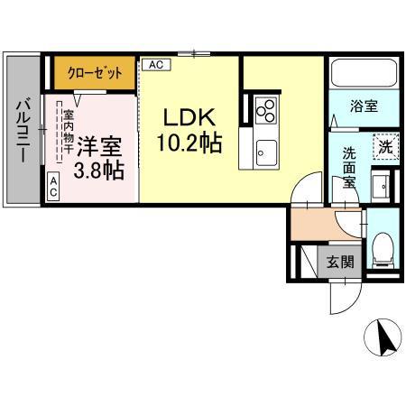 D-RESIDENCE曙町一丁目(1LDK/3階)の間取り写真