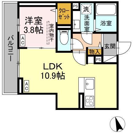 D-RESIDENCE曙町一丁目(1LDK/3階)の間取り写真