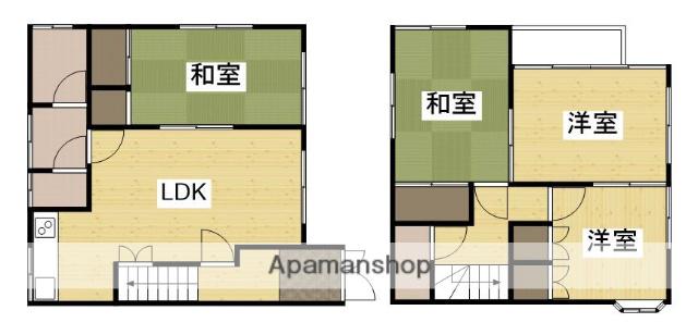 山陽本線 福山駅 バス乗車時間：7分 暁の星学院入口バス停で下車 徒歩8分 2階建 築43年(4LDK)の間取り写真