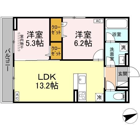 サントピア新涯II(2LDK/2階)の間取り写真