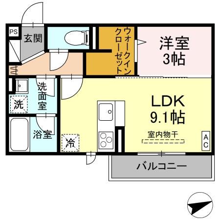 サントピア新涯II(1LDK/2階)の間取り写真
