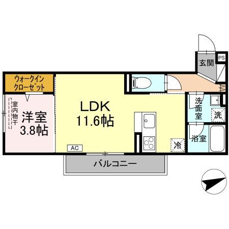 サントピア新涯II(1LDK/3階)の間取り写真