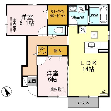 D-ROOMビオラ(2LDK/1階)の間取り写真
