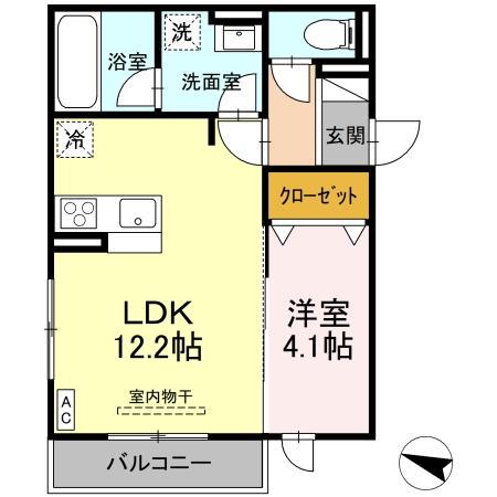 西町SUZUKAZE(1LDK/1階)の間取り写真