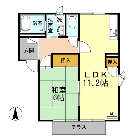 ヴェルコート(1LDK/1階)の間取り写真