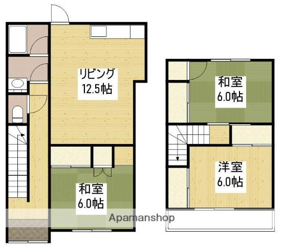 山陽本線 東福山駅 徒歩24分 2階建 築37年(3LDK)の間取り写真