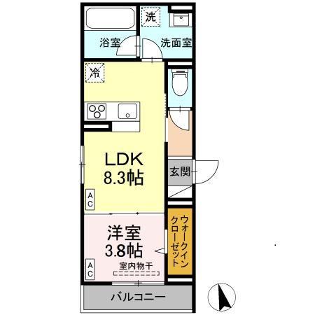 D-RESIDENCE引野(1LDK/1階)の間取り写真
