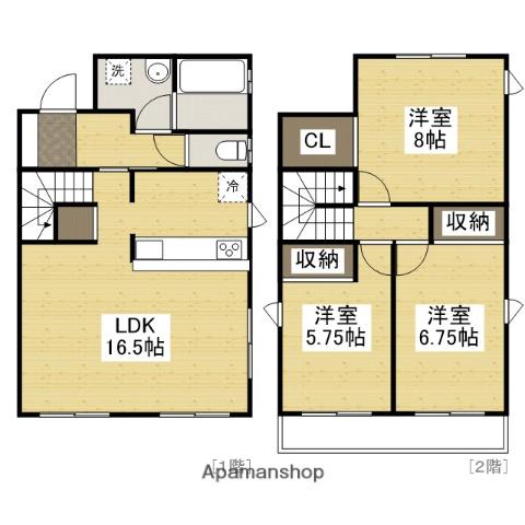 広島県福山市 2階建 築13年(3LDK)の間取り写真