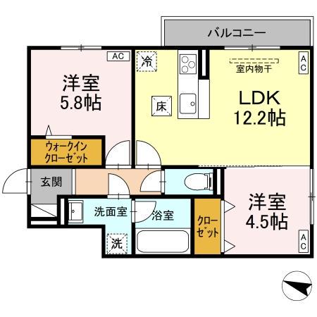 DーRESIDENCE明神(2LDK/1階)の間取り写真