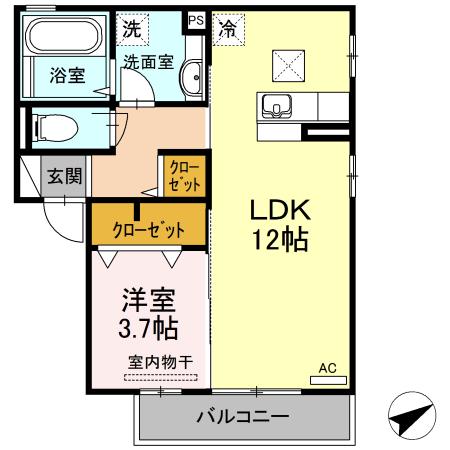 ガルテンベルク(1LDK/1階)の間取り写真