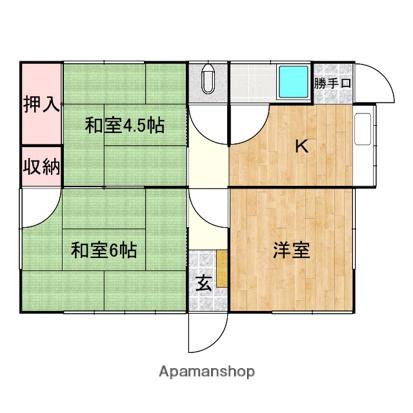 山陽本線 福山駅 バス乗車時間：8分 蔀山バス停で下車 徒歩4分 1階建 築58年(3K)の間取り写真