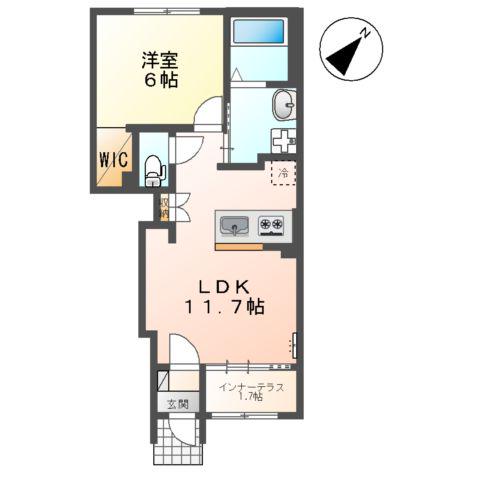 スターテラスⅡ瀬戸(1LDK/1階)の間取り写真