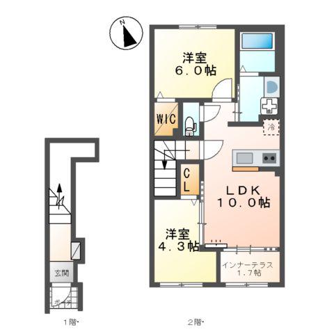 スターテラスⅡ東川口(2LDK/2階)の間取り写真
