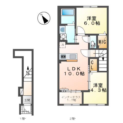 スターテラスⅡ東川口(2LDK/2階)の間取り写真