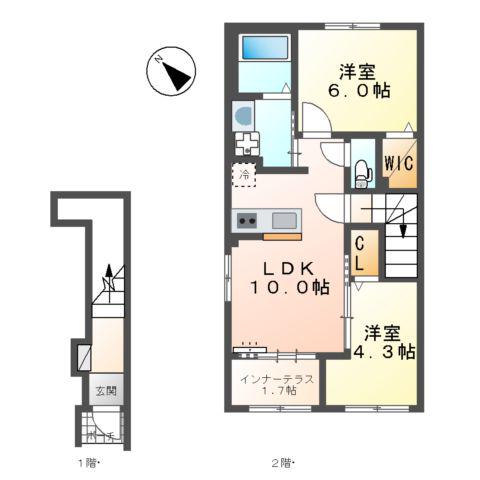 スターテラスⅡ東川口(2LDK/2階)の間取り写真