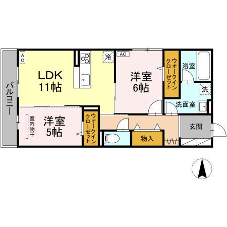 D-ROOM東深津(2LDK/2階)の間取り写真