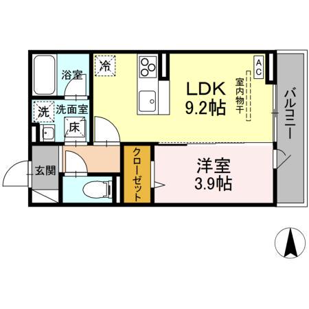 D-ROOM東深津(1LDK/1階)の間取り写真