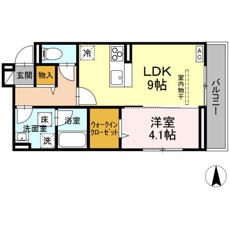 D-ROOM東深津(1LDK/1階)の間取り写真