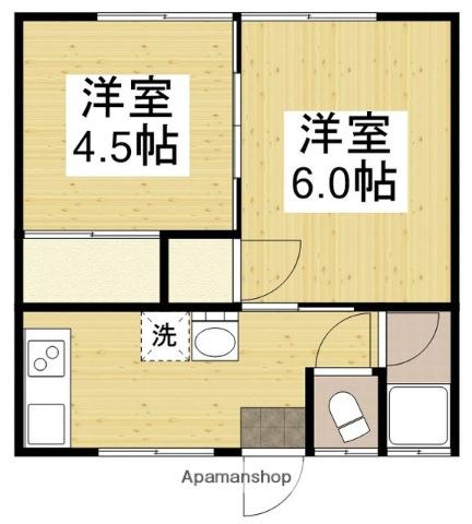 シエル大谷(2K/1階)の間取り写真