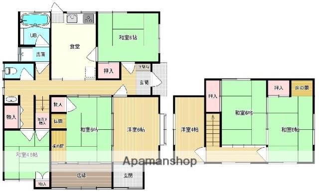 福塩線 万能倉駅 徒歩20分 2階建 築61年(7DK)の間取り写真