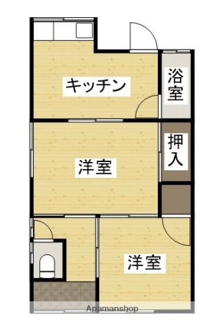広島県福山市 1階建 築59年(2DK)の間取り写真