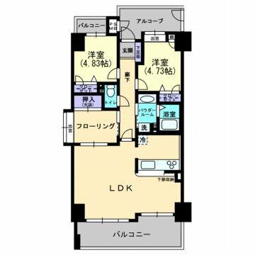 アルファステイツ入船町(2SLDK/12階)の間取り写真