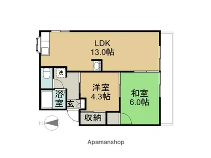 新田ハイツA棟(1SLDK/1階)の間取り写真