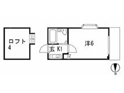 カンターレ坪井(1K/2階)の間取り写真