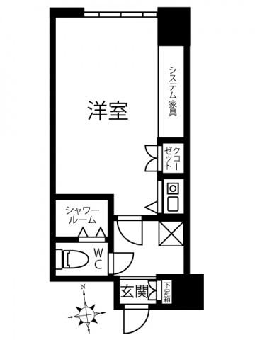 ライオンズマンション国泰寺(ワンルーム/4階)の間取り写真