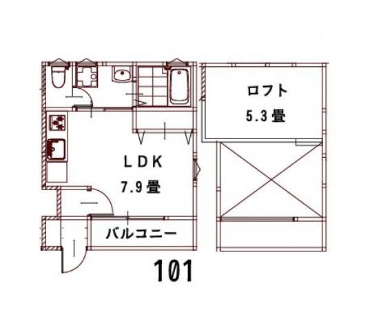 リノリノアパートメントコイン通Ⅱ(ワンルーム/1階)の間取り写真