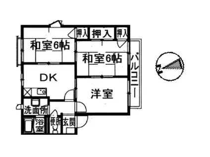 ガーデンハイツ B棟(3DK/1階)の間取り写真