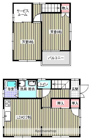 山陽本線 東福山駅 徒歩48分 2階建 築29年(3SDK)の間取り写真
