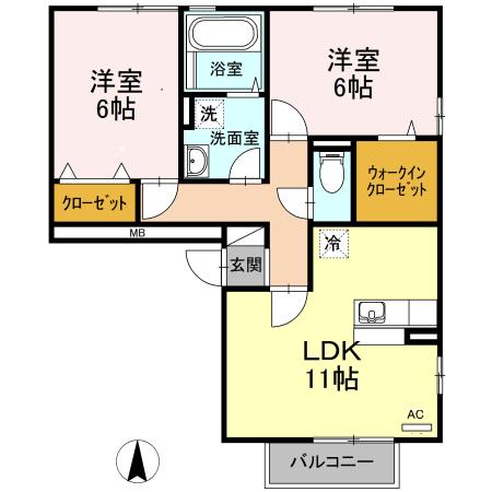 マノワール・プルミエ(2LDK/2階)の間取り写真