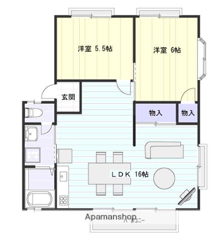 ハイグレードタウン多治米(2LDK/2階)の間取り写真