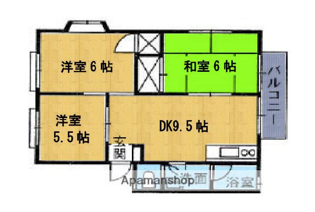 ハイグレードタウン多治米(3DK/2階)の間取り写真